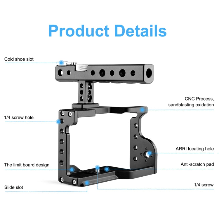 PULUZ Video Camera Cage Stabilizer with Handle for Sony A6600 / ILCE-6600(Black)