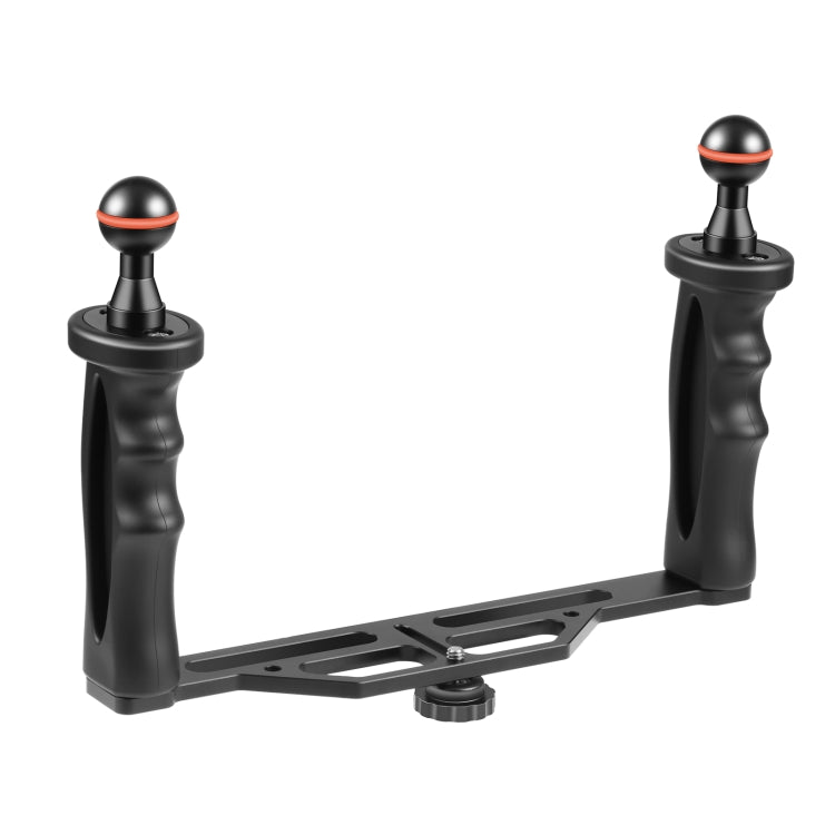 PULUZ Dual Handles Aluminium Alloy Tray Stabilizer for Underwater Camera Housings(Black)