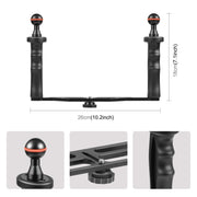 PULUZ Dual Handles Aluminium Alloy Tray Stabilizer for Underwater Camera Housings(Black)