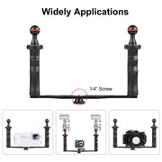 PULUZ Dual Handles Aluminium Alloy Tray Stabilizer for Underwater Camera Housings(Black)