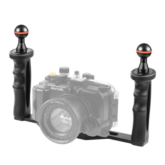PULUZ Dual Handles Aluminium Alloy Tray Stabilizer for Underwater Camera Housings(Black)