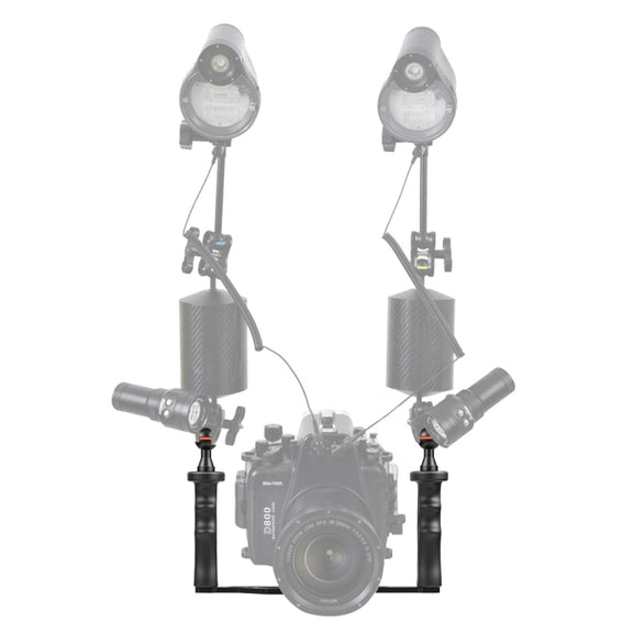 PULUZ Dual Handles Aluminium Alloy Tray Stabilizer for Underwater Camera Housings(Black)