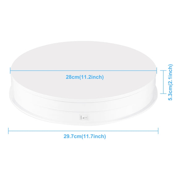 PULUZ 30cm Adjusting Speed Rotating Turntable Display Stand, Load 10-15kg, EU Plug(White)