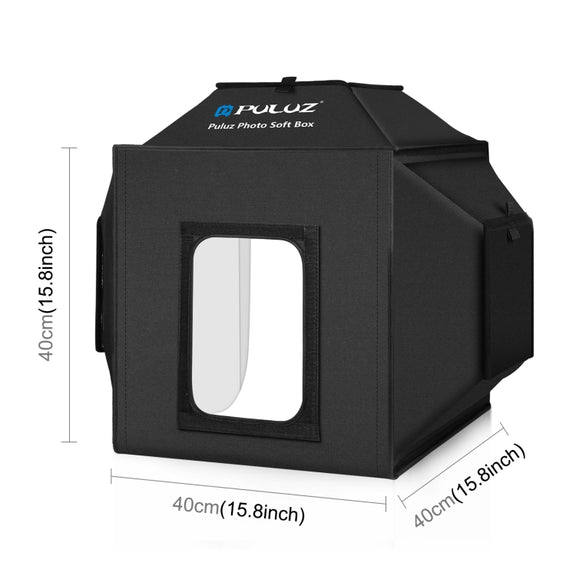 PULUZ 40cm Folding 72W 5500K Studio Shooting Tent Soft Box Photography Lighting Kit with 4 Colors (Black, Orange, White, Green) Backdrops(US Plug)