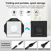 PULUZ 40cm Folding 72W 5500K Studio Shooting Tent Soft Box Photography Lighting Kit with 4 Colors (Black, Orange, White, Green) Backdrops(US Plug)