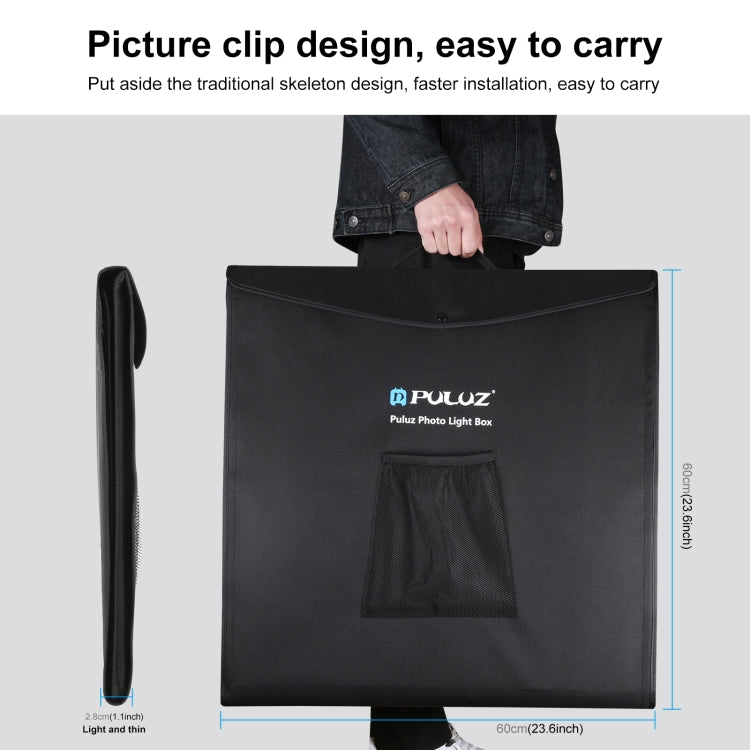 PULUZ Photo Studio Light Box Portable 60 x 60 x 60 cm Light Tent LED 5500K White Light Dimmable Mini 36W Photography Studio Tent Kit with 6 Removable Backdrops (Black Orange White Green Blue Red)(EU Plug)
