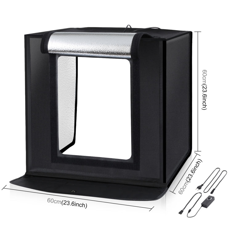 PULUZ Photo Studio Light Box Portable 60 x 60 x 60 cm Light Tent LED 5500K White Light Dimmable Mini 36W Photography Studio Tent Kit with 6 Removable Backdrops (Black Orange White Green Blue Red)(EU Plug)