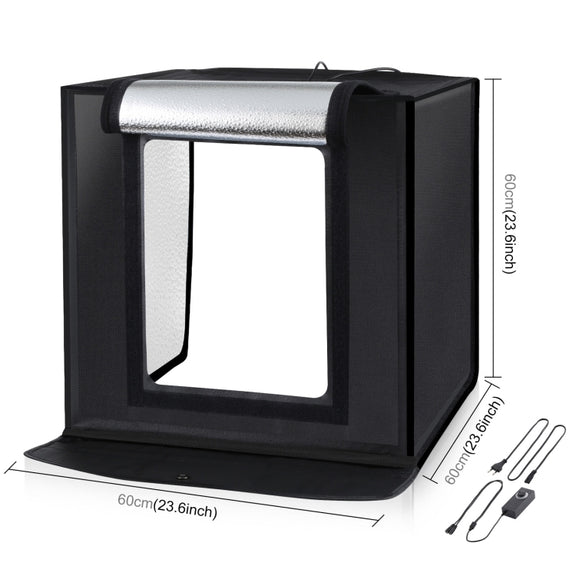 PULUZ Photo Studio Light Box Portable 60 x 60 x 60 cm Light Tent LED 5500K White Light Dimmable Mini 36W Photography Studio Tent Kit with 6 Removable Backdrops (Black Orange White Green Blue Red)(EU Plug)