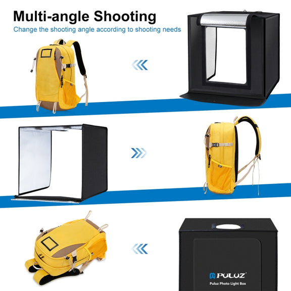 PULUZ Photo Studio Light Box Portable 60 x 60 x 60 cm Light Tent LED 5500K White Light Dimmable Mini 36W Photography Studio Tent Kit with 6 Removable Backdrops (Black Orange White Green Blue Red)(EU Plug)