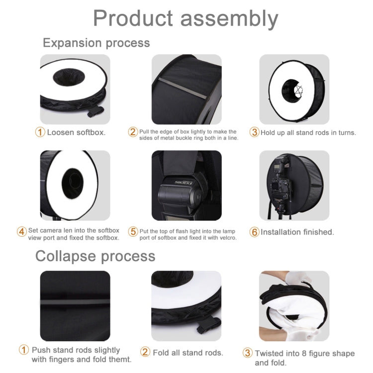 PULUZ 45cm Round Style Macro and Portrait Softbox SpeedLite Flash Light Foldable Diffuser