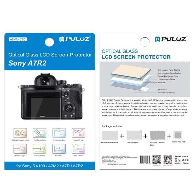 PULUZ 2.5D 9H Tempered Glass Film for Sony RX100, Compatible with Sony A9 / A7C / A7M2 / A7M2 / A7SM2 / A7III / A77 / RX1 / RX1R / RX10 / RX100/II/III/IV/V/IV / RX10IV/III/II / RX100M4 / RX100M5 / A99 ... A9II / RX100M7 / A7RV / WX700 / WX800 / HX99 / A7C