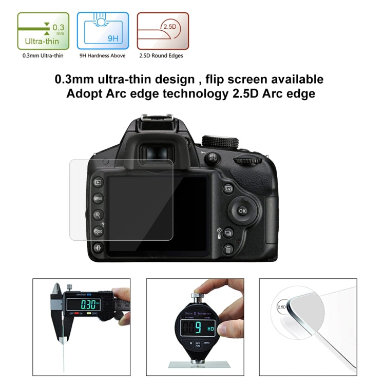 PULUZ 2.5D 9H Tempered Glass Film for Nikon D3200, Compatible with D3100 /  D3300 / D3400 / AW130S / W300, Canon SX410 / SX400 / SX430 / SX510 / SX500 / SX530 / SX170, Pentax K50 / K30 / K5 / K7 / K-01 / Samsung WB10