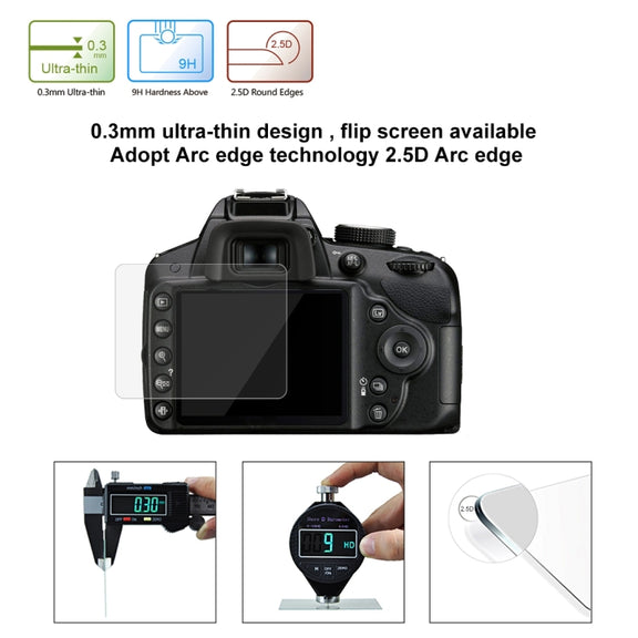 PULUZ 2.5D 9H Tempered Glass Film for Nikon D3200, Compatible with D3100 /  D3300 / D3400 / AW130S / W300, Canon SX410 / SX400 / SX430 / SX510 / SX500 / SX530 / SX170, Pentax K50 / K30 / K5 / K7 / K-01 / Samsung WB10