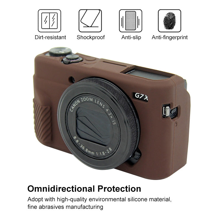 PULUZ Soft Silicone Protective Case for Canon EOS G7 X Mark II(Coffee)