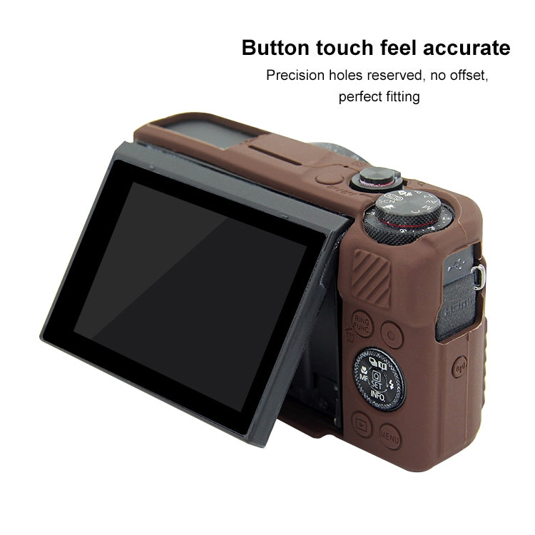 PULUZ Soft Silicone Protective Case for Canon EOS G7 X Mark II(Coffee)