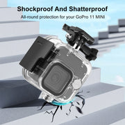 For GoPro Hero11 Black Mini PULUZ 40m Water-resistant Housing Protective Case with Buckle Basic Mount & Screw (Transparent)