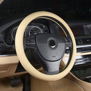 PU Leather Steering Wheel Cover With Needle and Thread, Size: 54x10.5cm (Beige)
