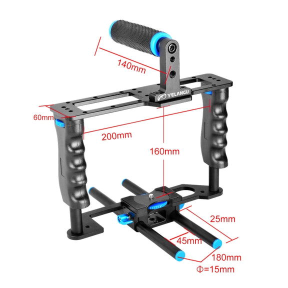 YELANGU YLG0107E-A Protective Cage Handle Stabilizer Top Set for DSLR Camera