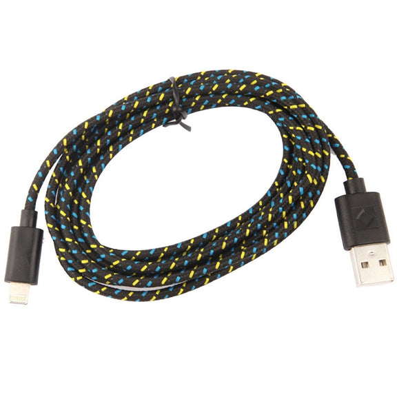 1m Nylon Netting USB Data Transfer Charging Cable For iPhone, iPad, Compatible with up to iOS 15.5(Blue)
