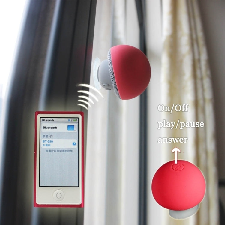 Mushroom Shape Bluetooth Speaker with Suction Holder(Red)