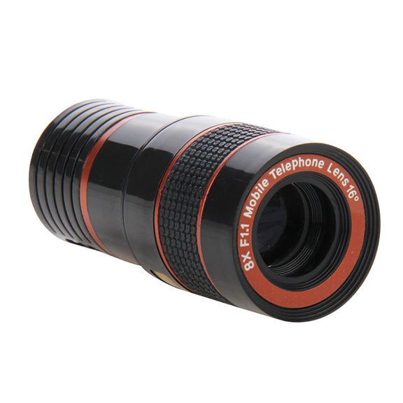 8X Zoom Telescope Telephoto Camera Lens with Clip(Black)