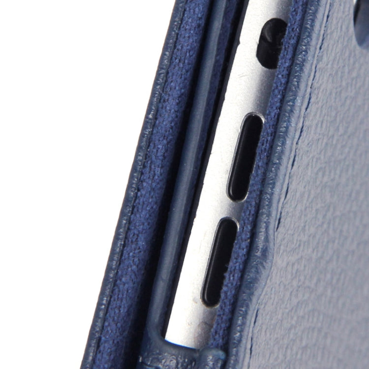 2-fold Litchi Texture Flip Leather Case with Holder Function for iPad mini 1 / 2 / 3(Navy Blue)