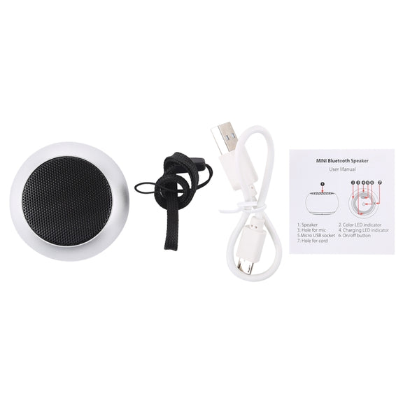 Mini Metal Wireless Bluetooth Speaker,  Hands-free, LED Indicator(Silver)