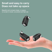 Mini USB Male to USB 2.0 AF Adapter with 90 Degree Right Angled, Support OTG Function(Black)