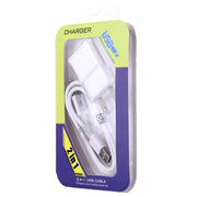 Micro 5 Pin USB Sync Cable + US Plug Travel Charger(White)