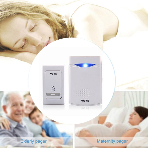 VOYE V006B2 Wireless Remote Control Chime Door Bell with Double-Receiver(White)