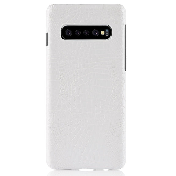Shockproof Crocodile Texture PC + PU Case for Galaxy S10 5G (White)