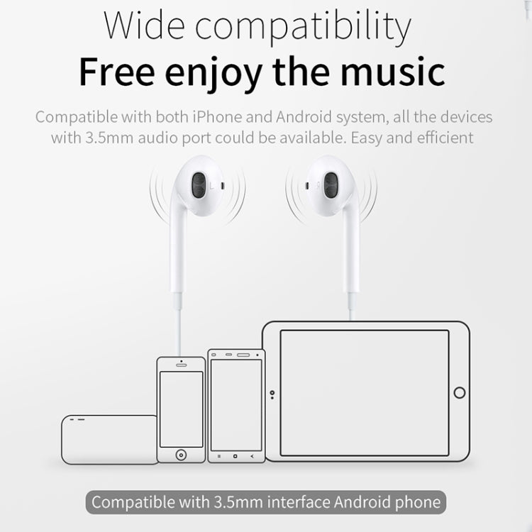 JOYROOM JR-EP1 1.2m 3.5mm Plug Wire Control In-Ear Earphone(White)