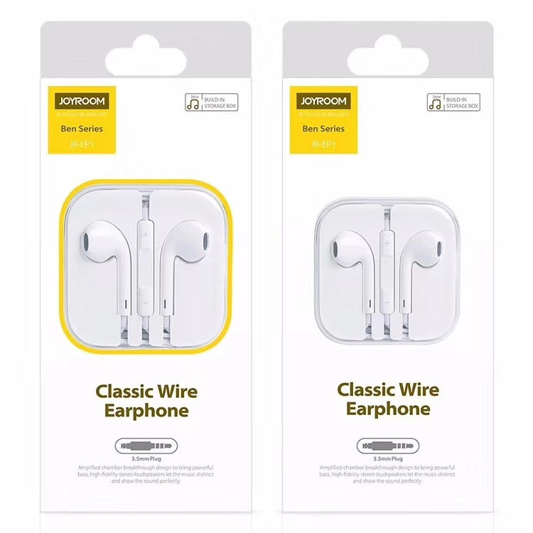 JOYROOM JR-EP1 1.2m 3.5mm Plug Wire Control In-Ear Earphone(White)