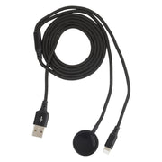For iPhone / Apple Watch 2 In 1 8 Pin + Magnetic Charging Base Multi-function Charging Cable, Length: 1m(Black)