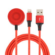 For iPhone / Apple Watch 2 In 1 8 Pin + Magnetic Charging Base Multi-function Charging Cable, Length: 1m(Red) - Multifunction Cable by PMC TechLife | Online Shopping South Africa | PMC TechLife