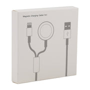 For iPhone / Apple Watch 2 In 1 8 Pin + Magnetic Charging Base Multi-function Charging Cable, Length: 1m(Blue)