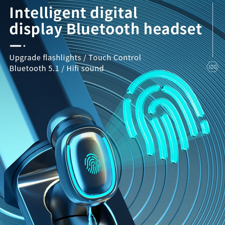 C1 Bluetooth 5.0 TWS Touch Polygonal Digital Display True Wireless Bluetooth Earphone with Charging Box(Black)