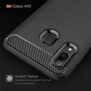 Brushed Texture Carbon Fiber TPU Case for Galaxy A40 (Black)