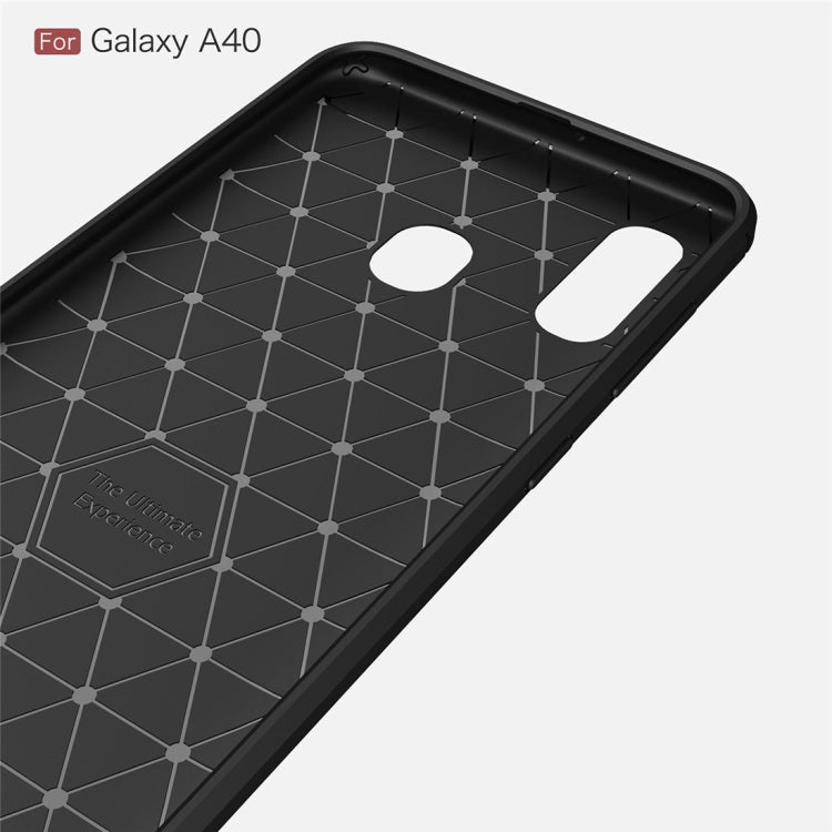 Brushed Texture Carbon Fiber TPU Case for Galaxy A40 (Black)