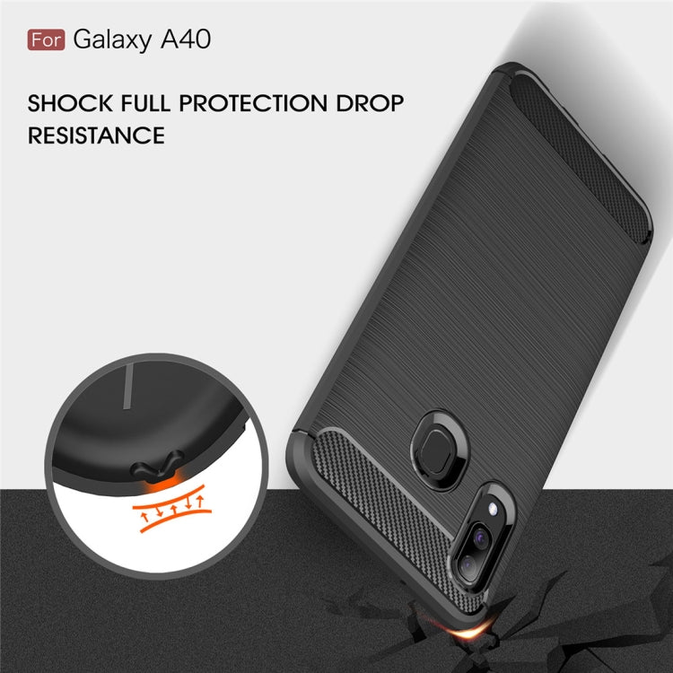 Brushed Texture Carbon Fiber TPU Case for Galaxy A40 (Black)