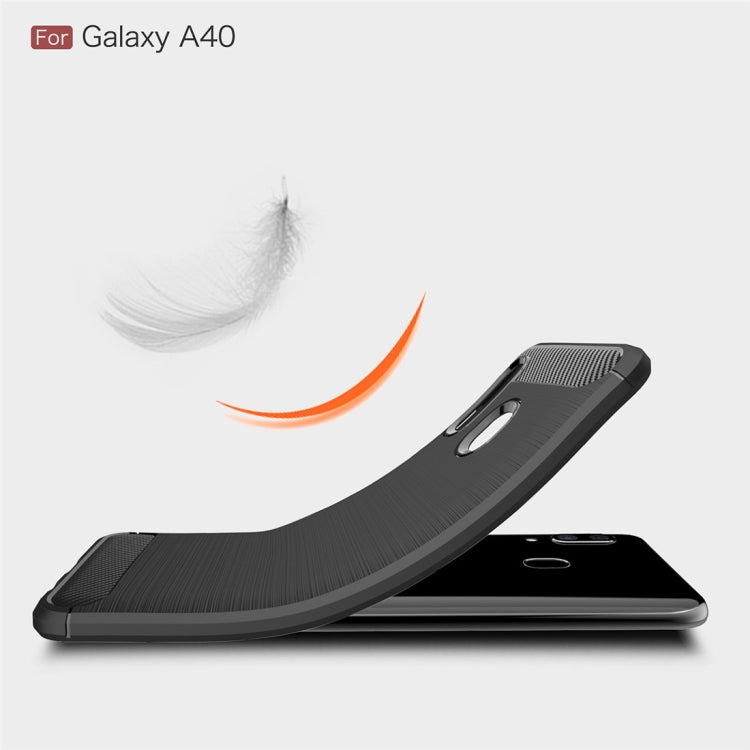 Brushed Texture Carbon Fiber TPU Case for Galaxy A40 (Black)