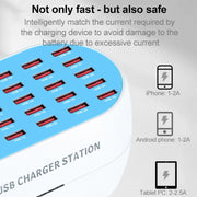 830-12 120W 12 USB Ports Multifunction Smart Charger Station AC100-240V, US Plug(White)