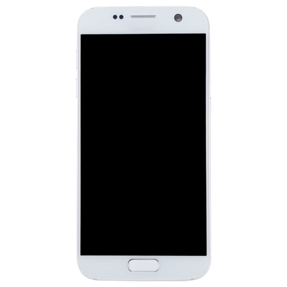 OLED LCD Screen for Galaxy S7 / G930V Digitizer Full Assembly with Frame (White)