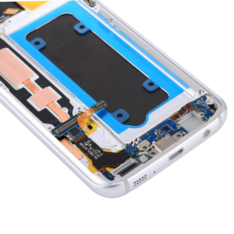 OLED LCD Screen for Galaxy S7 / G930V Digitizer Full Assembly with Frame (White)