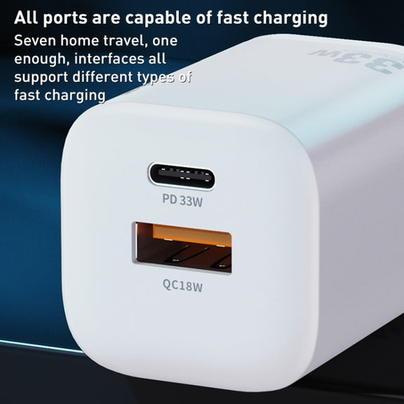WK WP-U140 33W Power Series USB+USB-C/Type-C Fast Charger, Specifications: US Plug(White)