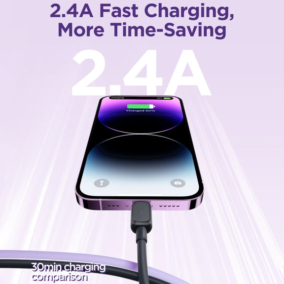 JOYROOM S-AL012A14 Multi-Color Series 2.4A USB to 8 Pin Fast Charging Data Cable, Length:1.2m(Black)