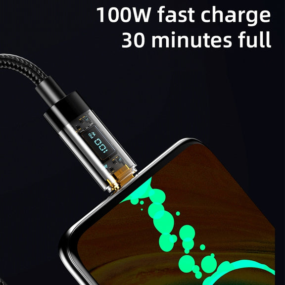 Mutural Li-CC007 1.2m 66W Transparent Digital Display USB to Type-C Charging Data Cable