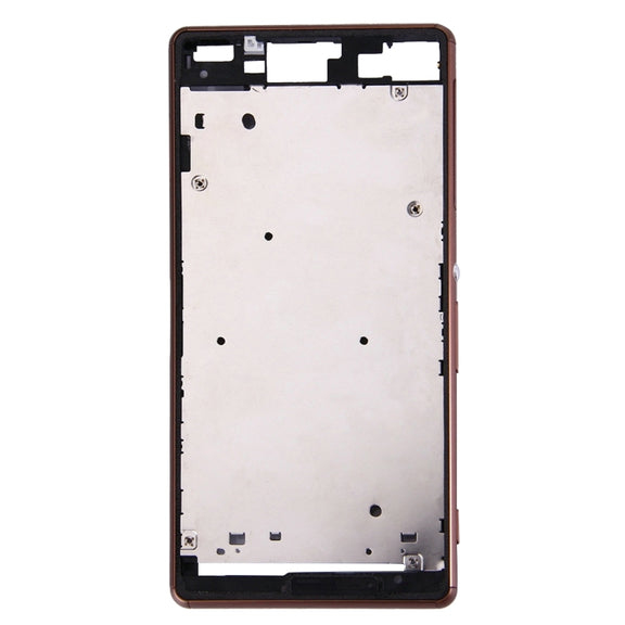 Single SIM Front Housing LCD Frame Bezel for Sony Xperia Z3(Brown)