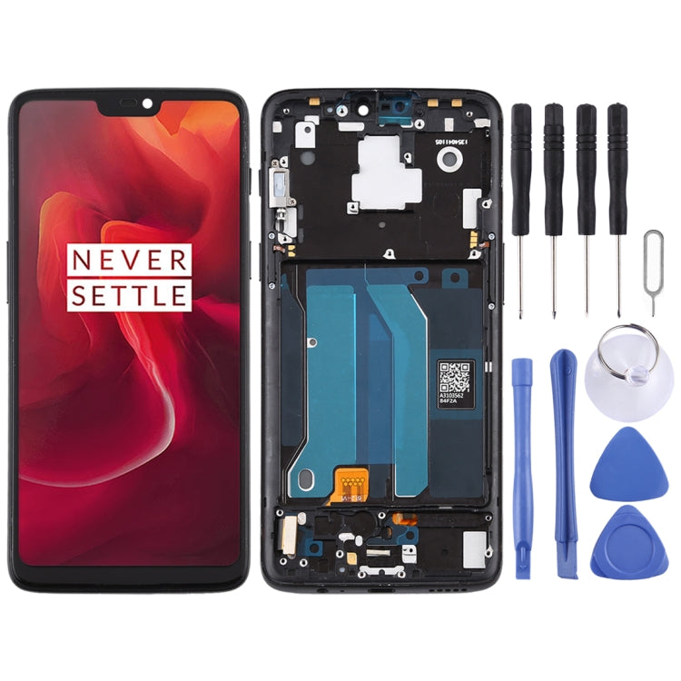 For OnePlus 6 A6000 TFT Material LCD Screen and Digitizer Full Assembly with Frame (Black)
