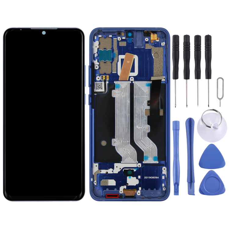 AMOLED Material LCD Screen and Digitizer Full Assembly with Frame for ZTE Axon 10 Pro (4G Version)(Blue)